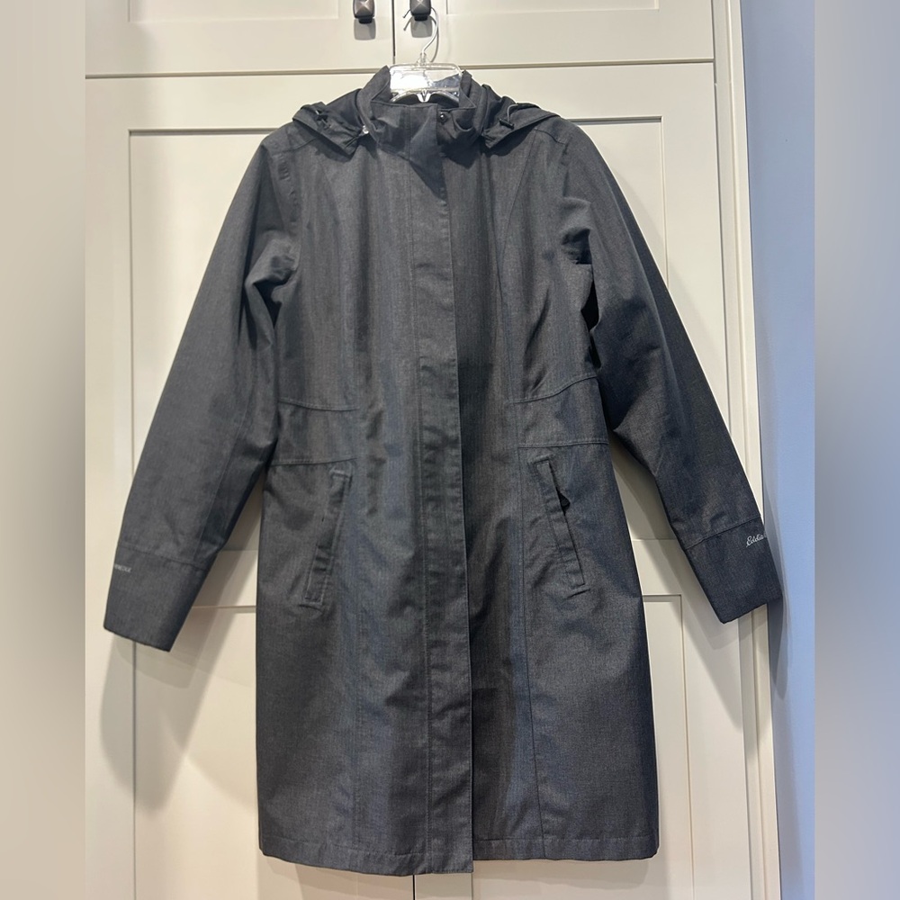 Eddie Bauer Gray Girl-On-The-Go Trench Coat Large Tall - Picture 2 of 15